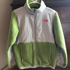 Green / Gray North Face Fleece Jacket